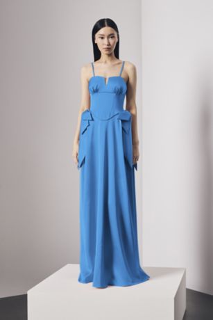 Picture of Satin Strapless Notch Neckline Dress with Bows