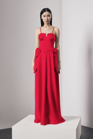 Picture of Satin Strapless Notch Neckline Dress with Bows