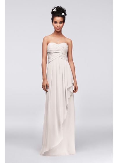 Strapless Extra Length Crinkle Chiffon Dress | David's Bridal