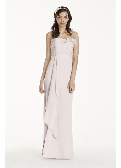 Long Pink Soft & Flowy David's Bridal Bridesmaid Dress