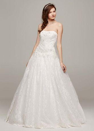 strapless lace ball gown wedding dress