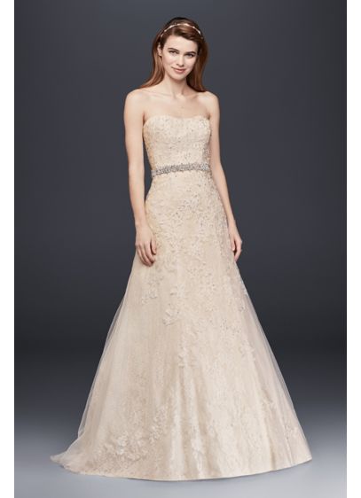 Jewel Lace A Line Wedding Dress with Beaded Detail David Jewel Lace A Line Wedding Dress with Beaded Detail David