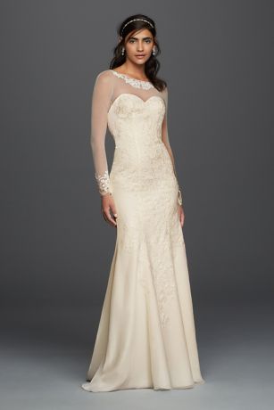 chiffon fit and flare wedding dress