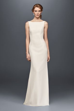 sheath crepe wedding dress