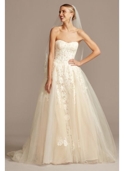 Tulle And Sheer Lace Ball Gown Wedding Dress David S Bridal