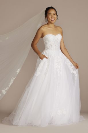 Picture of Sheer Lace and Tulle Ball Gown Wedding Dress