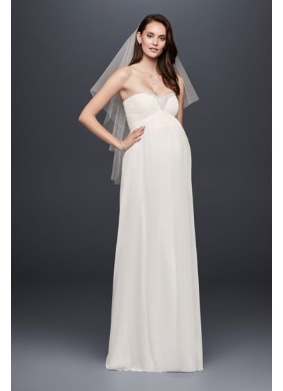 Maternity  Beaded Chiffon Wedding  Dress  David s Bridal   Maternity  Beaded Chiffon Wedding  Dress  David s Bridal