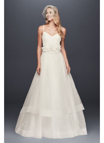 Tulle 3D Floral Bodice Ball Gown Wedding Dress David s Tulle 3D Floral Bodice Ball Gown Wedding Dress David s