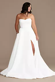 DB Studio Strapless Satin Wedding Dress with Slit