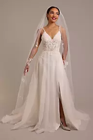 DB Studio Beaded Bodice Wedding Dress with Tulle Skirt