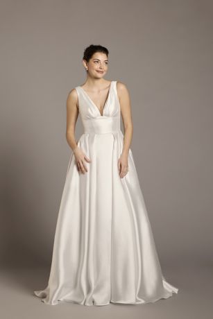 Picture of Mikado Tank Plunging Ball Gown Wedding Dress