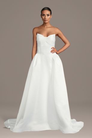 Picture of Strapless Pointed Sweetheart Satin Ball Gown