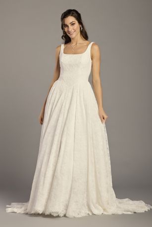 Picture of Square Neck Beaded Lace A-Line Wedding Dress