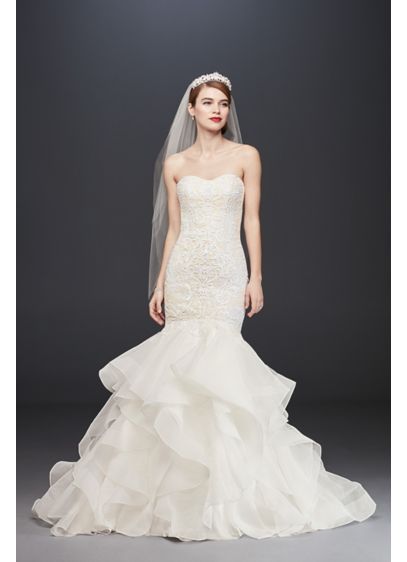 Lace Trumpet Wedding Dress with Organza Skirt | David's Bridal