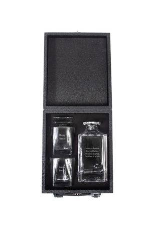 Picture of Engraved Warren Whiskey Decanter and Glass Set