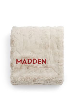 Picture of Embroidered Patterned Buff Faux Fur Throw Blanket