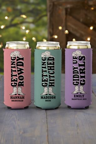 Picture of Western Wedding Personalized Slim Can Cooler