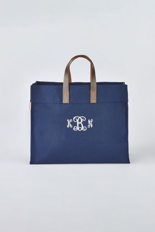 Picture of Embroidered Canvas and Leather Tote in Navy