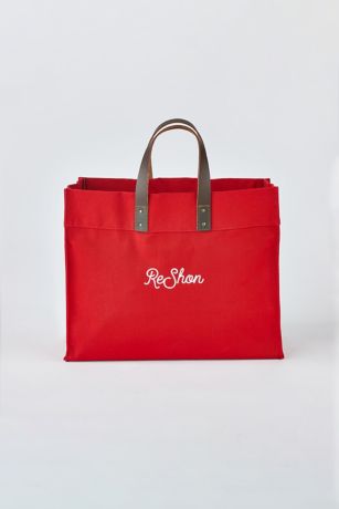Picture of Embroidered Canvas and Leather Tote in Red