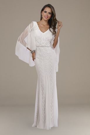 cape sleeve bridesmaid dress