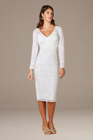 White Long Sleeve Mid Length Dresses
