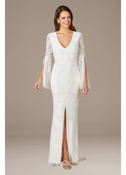 Lara Fallon Long Sleeve Beaded Wedding Gown - No disco ball necessary with this glistening beaded