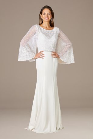 Picture of Lara Grace Beaded Long Sleeve Bridal Capelet Top