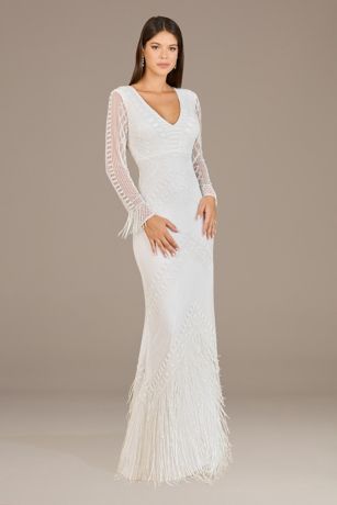 Picture of Lara Jett Beaded Long Sleeve Fringe Wedding Dress