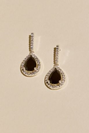Picture of DB Studio Pear Solitaire Pave Earrings in Black Size: N/S David's Bridal