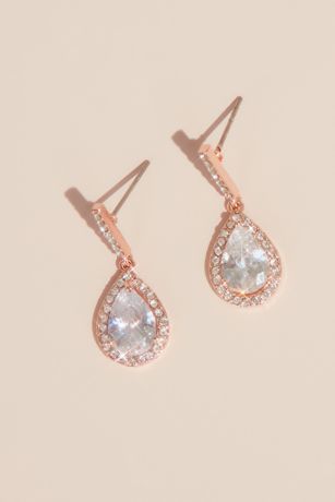 Picture of DB Studio Pear Solitaire Pave Earrings in Rose Gold Size: N/S David's Bridal