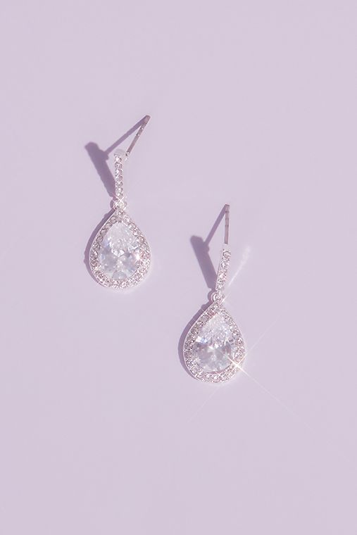 David's Bridal Pear Solitaire Pave Earrings