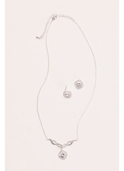Pave Drop Pendant Necklace and Earring Set | David's Bridal