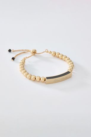 Picture of Engraved Gold and Black Beaded Bracelet
