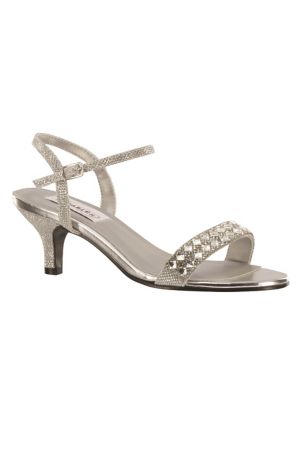 Picture of Metallic Low Heel Sandals with Crystal Strap