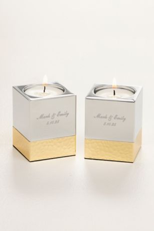 Picture of Engraved Silver Gold Metal Candle Holders