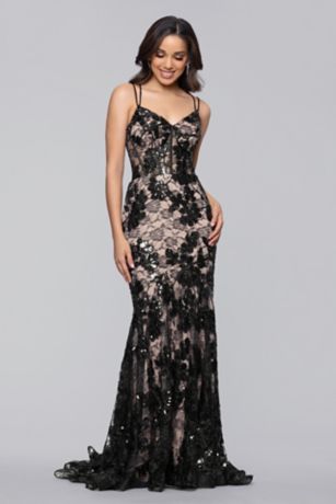 Picture of Allover Glitter Floral Mermaid Dress