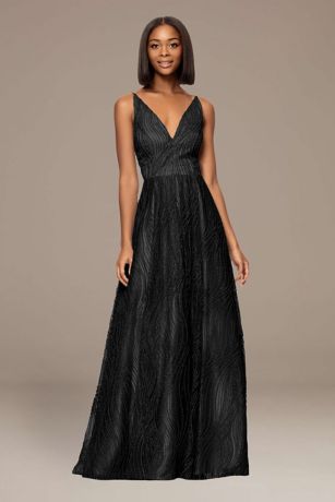 Picture of Glitter Encrusted V-Neck Ball Gown