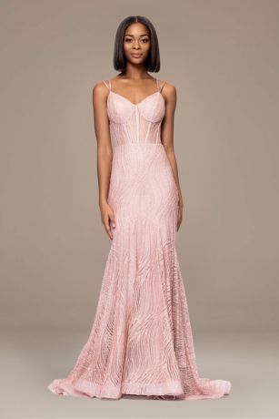 Picture of Glitter Encrusted Crisscross Back Mermaid Dress