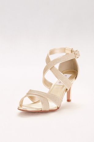 gold strappy 2 inch heels