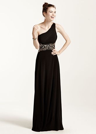 black one shoulder prom dress