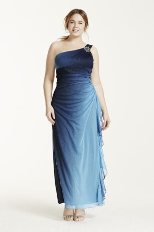 one shoulder ombre dress