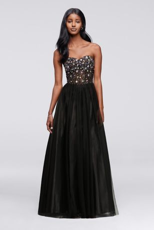 corset gown with tulle skirt