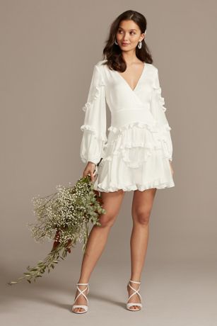 white ruffle bardot dress
