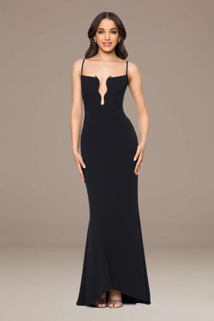 Picture of Structured Crepe Plunge Sheath Dress