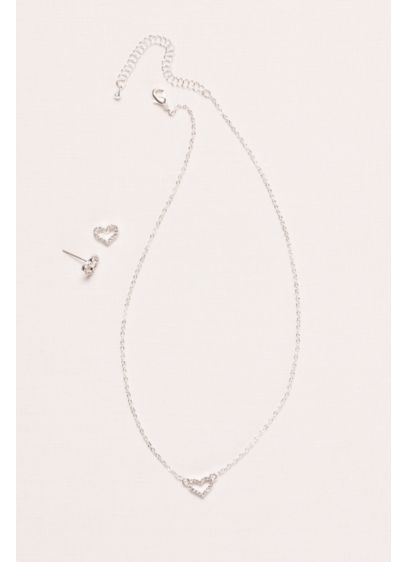 Flower Girl Crystal Heart Necklace and Earring Set | David's Bridal