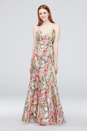 floral embroidered formal dress