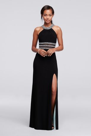 black high neck formal dress