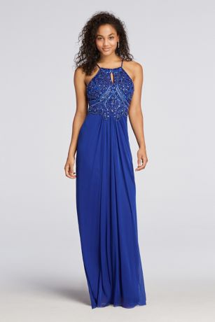 a line halter prom dress