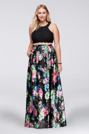 plus size crop top and high waist skirt set