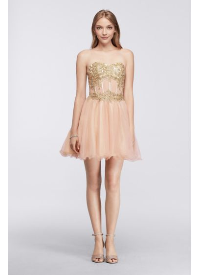 Short Homecoming Dress with Lace-Up Bodice | David's Bridal